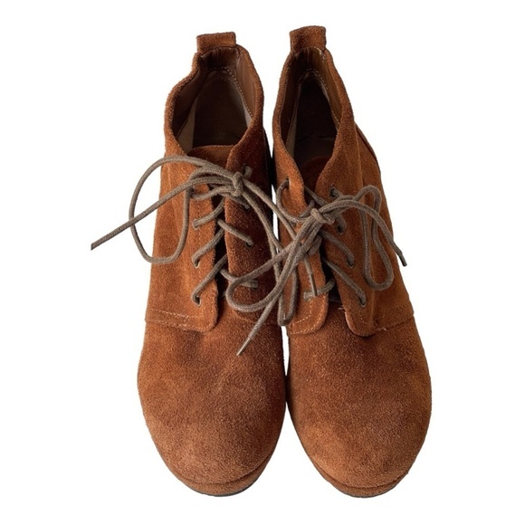 Jessica Simpson Brown Suede Ankle Bootie Platform Heels Lace Up Boots, Sz 7M - Picture 3 of 7